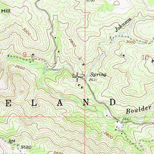 Topographic Map of Johnson Creek, CA