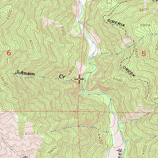 Topographic Map of Johnson Creek, CA