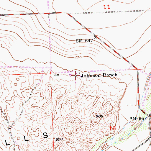 Topographic Map of Johnson Ranch, CA