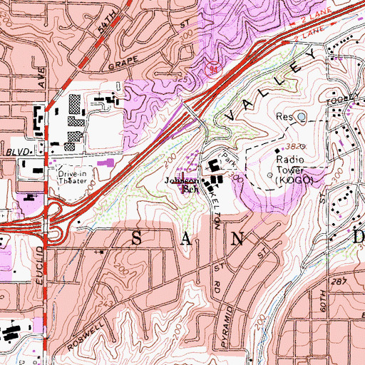 Topographic Map of Johnson Elementary School, CA