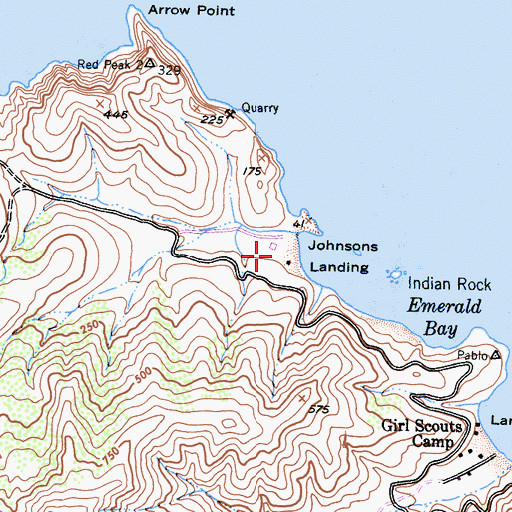 Topographic Map of Johnsons Landing, CA