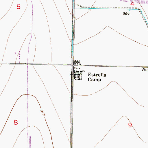 Topographic Map of Estrella Camp, AZ