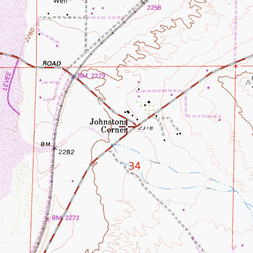 Topographic Map of Johnstons Corner, CA