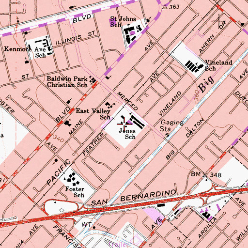 Topographic Map of Charles D Jones Junior High School, CA