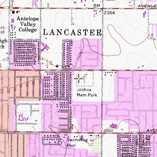 Topographic Map of Joshua Memorial Park, CA