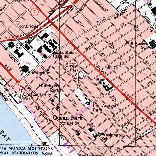 Topographic Map of Joslyn Park, CA