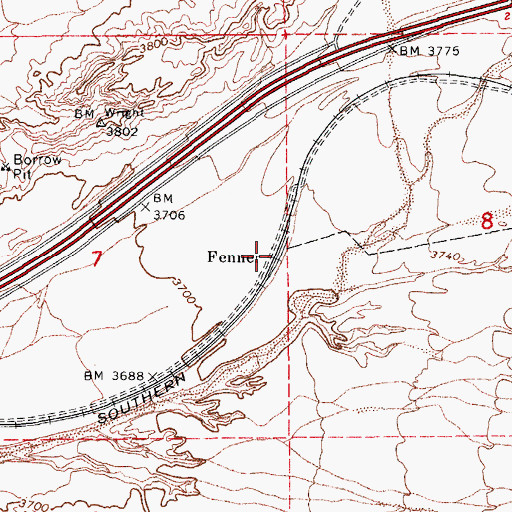 Topographic Map of Fenner, AZ