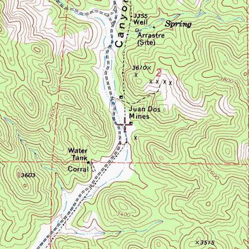 Topographic Map of Juan Dos Mines, CA