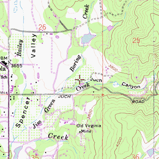 Topographic Map of Juch Canyon, CA