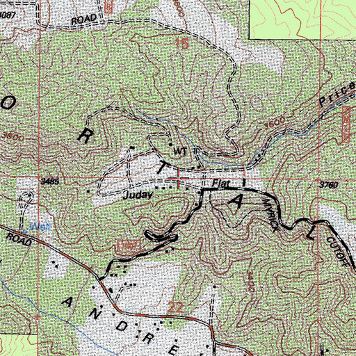 Topographic Map of Juday Flat, CA