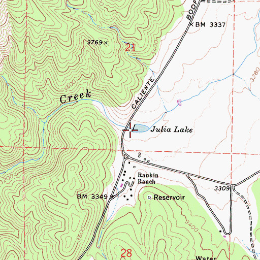 Topographic Map of Julia Lake, CA