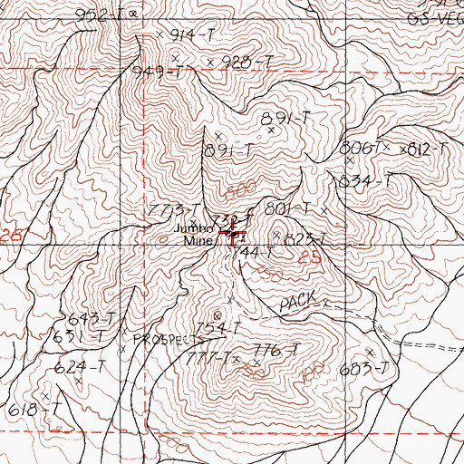 Topographic Map of Jumbo Mine, CA