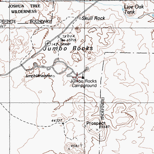 Topographic Map of Jumbo Rocks Campground, CA