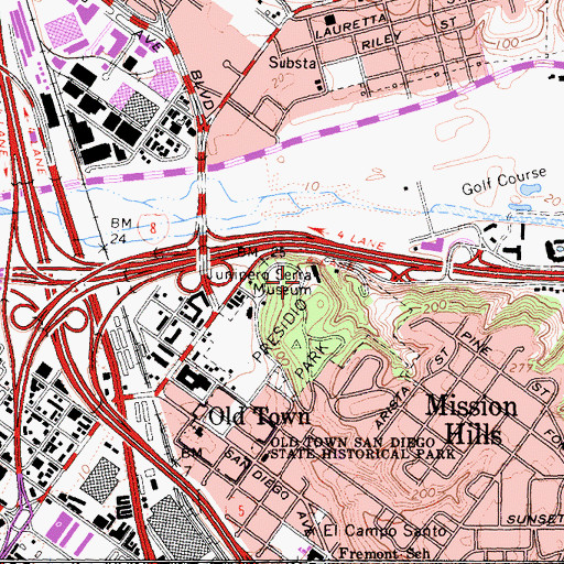 Topographic Map of Juniper Serra Museum, CA