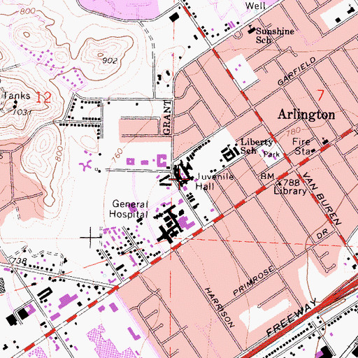 Topographic Map of Juvenile Hall, CA