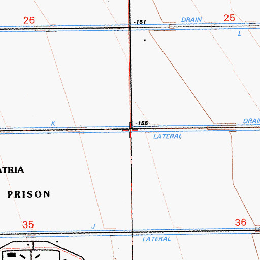 Topographic Map of K Drain, CA