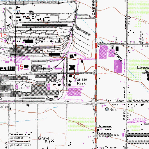 Topographic Map of Kaiser Park, CA