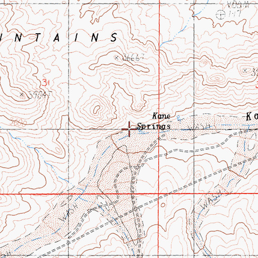 Topographic Map of Kane Springs, CA