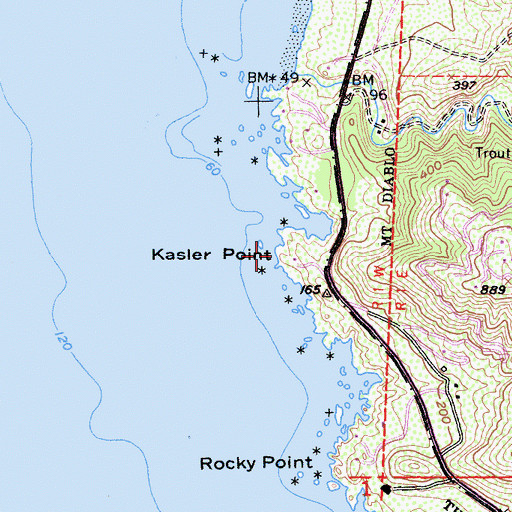 Topographic Map of Kasler Point, CA