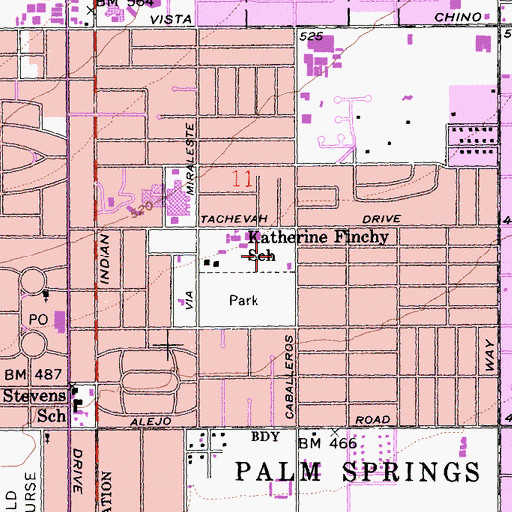 Topographic Map of Katherine Finchy Elementary School, CA
