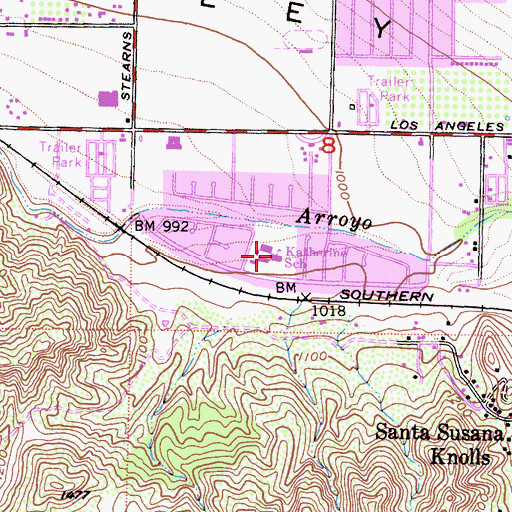 Topographic Map of Katherine Elementary School, CA