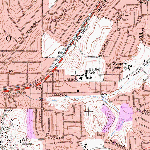 Topographic Map of Keiller Middle School, CA