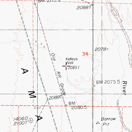 Topographic Map of Kelleys Well, CA