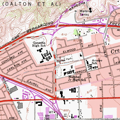 Topographic Map of Kellogg Park, CA
