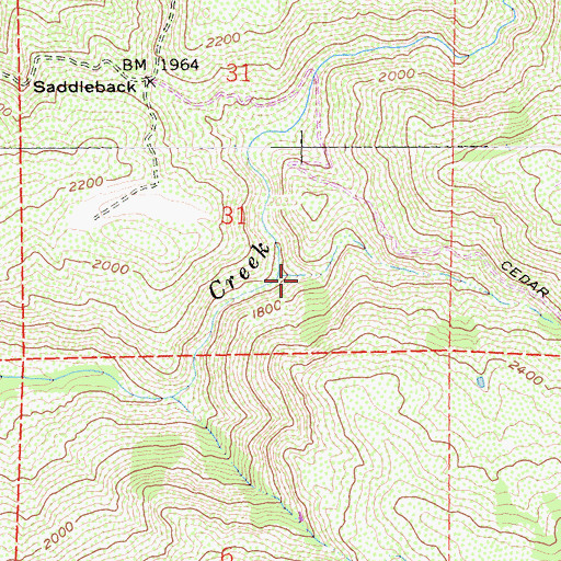 Topographic Map of Kelly Creek, CA