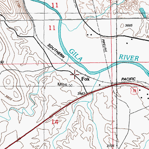 Topographic Map of Fox, AZ