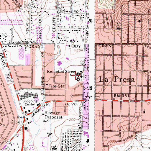 Topographic Map of Kempton Street Elementary School, CA