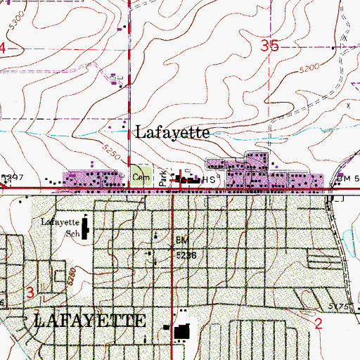 Topographic Map of Escuela Bilinge Pioneer School, CO