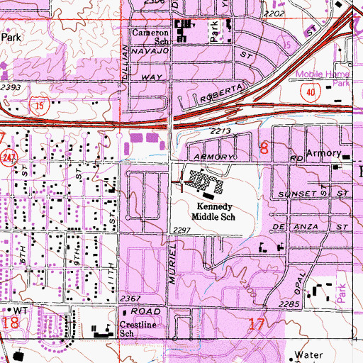 Topographic Map of Kennedy High School, CA