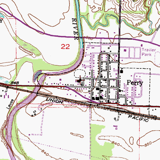 Topographic Map of Perry-Lecompton Unified School District Office, KS