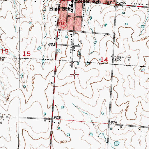 Topographic Map of Holden Elementary School, MO