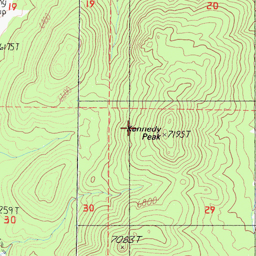 Topographic Map of Kennedy Peak, CA