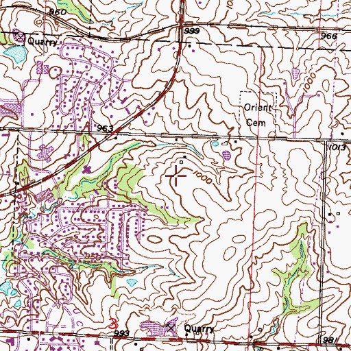 Topographic Map of Harrisonville Elementary School, MO