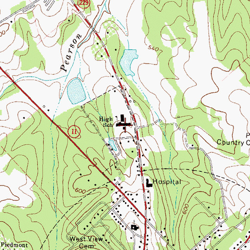 Topographic Map of Jasper County Middle School, GA