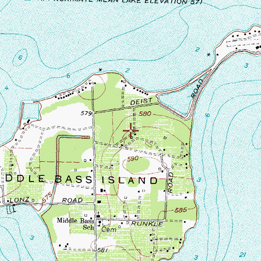 Topographic Map of Middle Bass Island Airport, OH