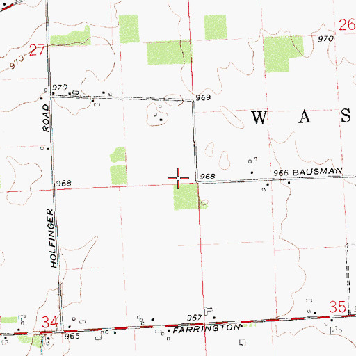 Topographic Map of Bowman Airport, OH