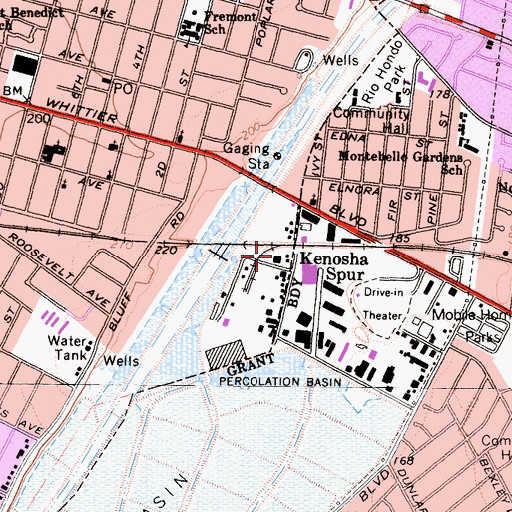 Topographic Map of Kenosha Spur, CA