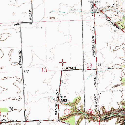 Topographic Map of Adams Strip, OH