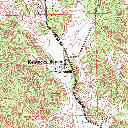 Topographic Map of Kentucky Ranch, CA