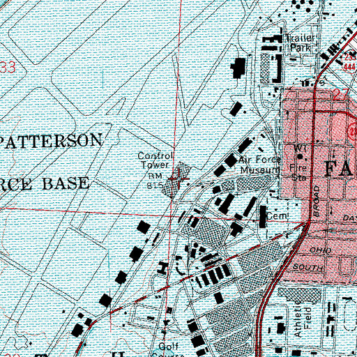 Topographic Map of Wright-Patterson Air Force Base, OH