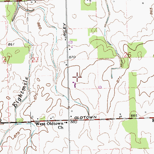 Topographic Map of Mulholland Airport, OH