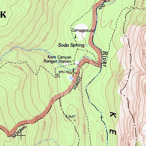 Topographic Map of Kern Canyon Ranger Station, CA