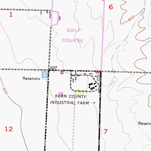 Topographic Map of Kern County Industrial Farm, CA