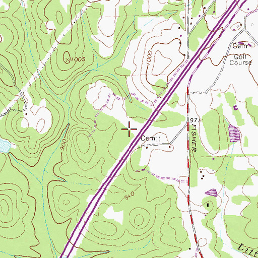 Topographic Map of Two Rocks Airport, GA