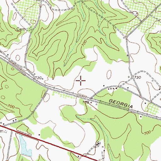 Topographic Map of Dream Team Airport, GA