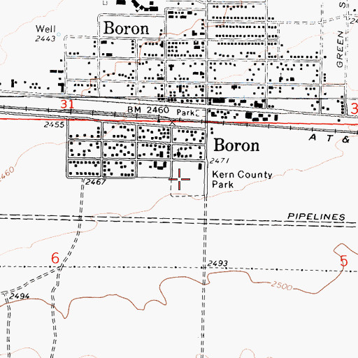 Topographic Map of Kern County Park, CA